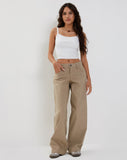 image of Roomy Low Rise Extra Wide Trousers in Pinstripe Stone