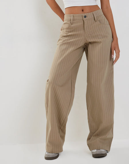 Abba Low Rise Trouser in Black Pinstripe Tailoring