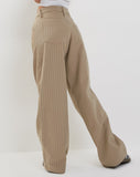 image of Roomy Low Rise Extra Wide Trousers in Pinstripe Stone