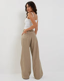 image of Roomy Low Rise Extra Wide Trousers in Pinstripe Stone