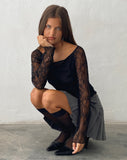 Image of Rory Long Sleeve Lace Top in Black