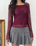 Image of Rory Long Sleeve Top in Lace Burgundy