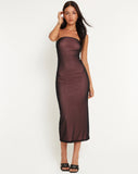 image of Rosbandi Bandeau Midi Dress in Black Pink Lining