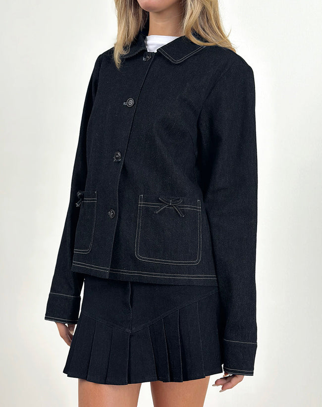 Image of Rosdi Bow Embellished Jacket in Dark Indigo