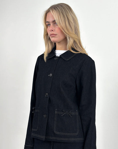 Image of Rosdi Bow Embellished Jacket in Dark Indigo