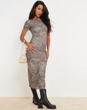 image of Roska Printed Midi Dress in Sandstorm Tonal Print