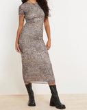 image of Roska Printed Midi Dress in Sandstorm Tonal Print