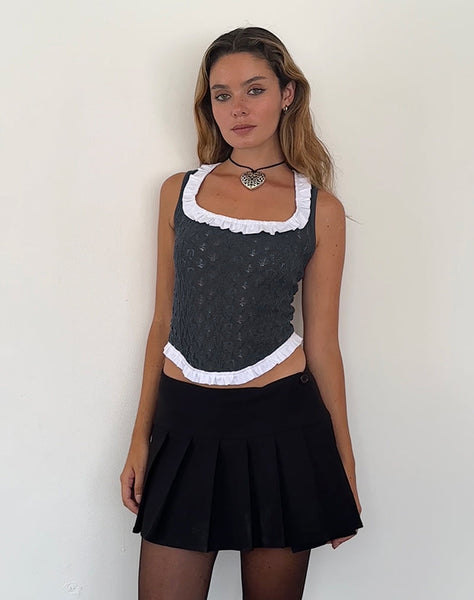 Image of Roslyn Pointelle Vest Top in Dark Charcoal