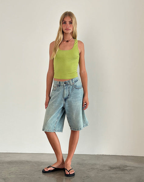 Image of Roxe Ribbed Vest Top in Leaf Green