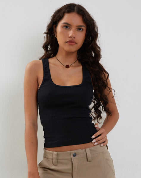 Image of Roxe Ribbed Vest Top in Black