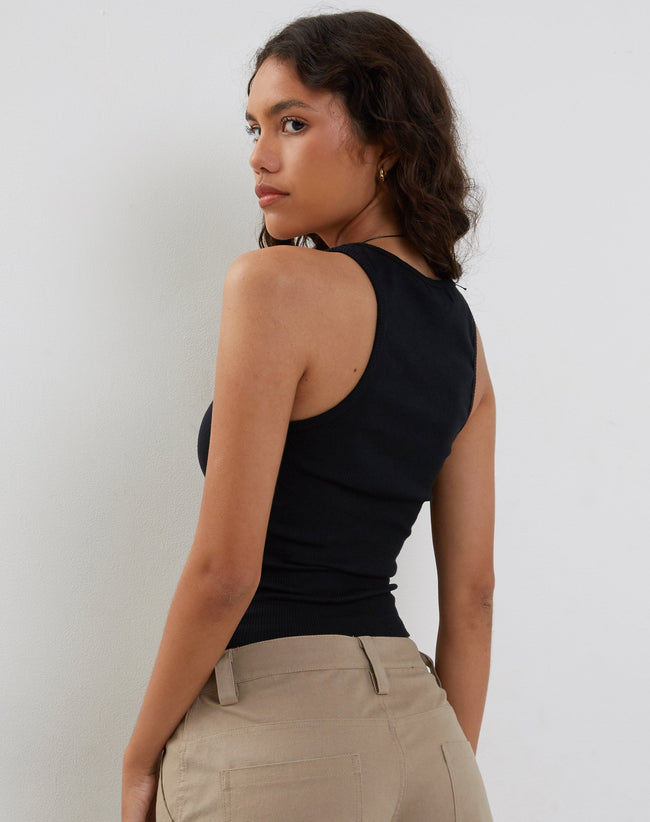 Image of Roxe Ribbed Vest Top in Black