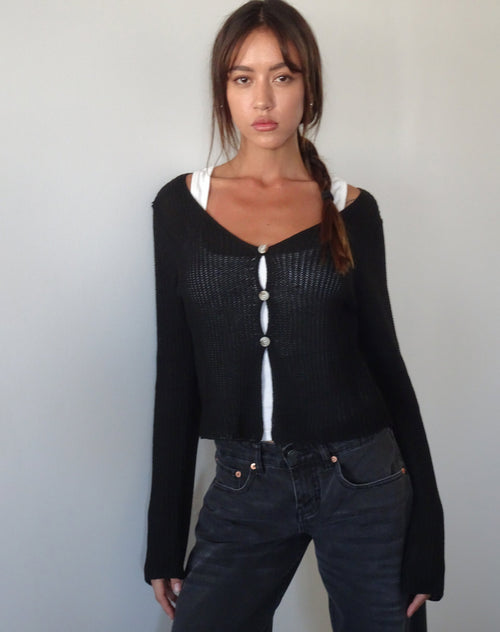 Image of Devita Long Sleeve Knitted Top in Black