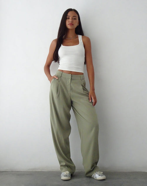 Image of Sakaria Wide Leg Trouser in Tailoring Stone Sage