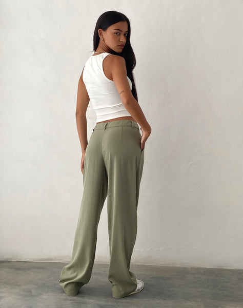 Image of Sakaria Wide Leg Trouser in Tailoring Stone Sage