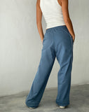 Image of Benton Wide Leg Jogger in Blue with 'M' Embroidery