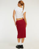 image of Rujha Midi Skirt in Red Flock Mesh