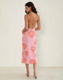 Image of Rujira Cowl Midi Dress in Floral Pink Orange
