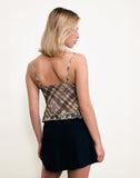 Image of Rumaysa Cami Top  in Printed Lace Retro Plaid