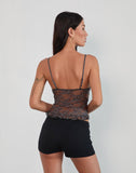 Image of Rumaysa Cami Top in Mini Polka Black and White Printed Lace