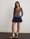 Image of Rumini Long Sleeve Top in Brown with Small Polka Cream