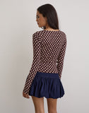 Image of Rumini Long Sleeve Top in Brown with Small Polka Cream