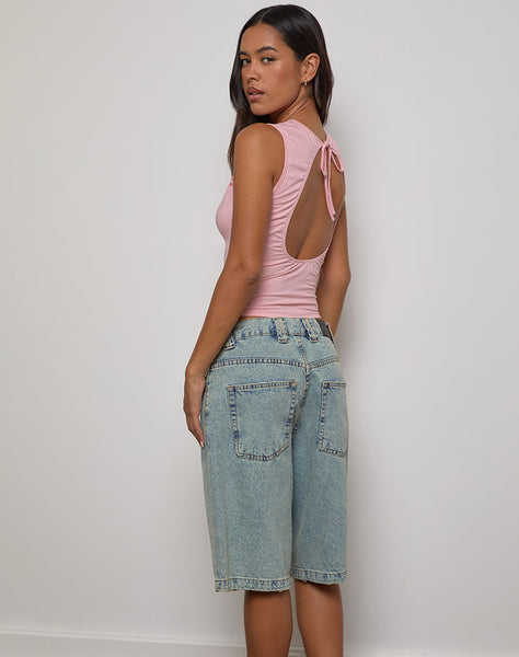Image of Runaba Backless Tank Top in Ballet Pink Stripe