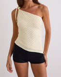 Image of Rusana Top in Sheer Diagonal Knit Buttercream