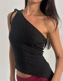 Image of Rusana Top in Sheer Diagonal Knit Black
