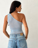 Image of Ruthie One Shoulder Frill Top in Light Blue