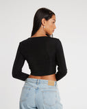 Image of Ruti Long Sleeve Top in Crepe Black