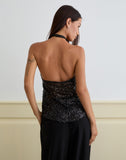 Image of Ruway Unlined Scarf Top in Sequin Black