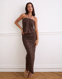 Image of Alphia Sequin Knit Skirt in Dark Brown