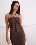 Image of Ruwi Sequin Knit Halter Top in Dark Brown