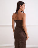 Image of Ruwi Sequin Knit Halter Top in Dark Brown