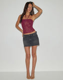 Image of Ruwi Halter Top in Sequin Knit Burgundy