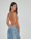 Image of Ryoma Halterneck Top in Sequin Knit Orange