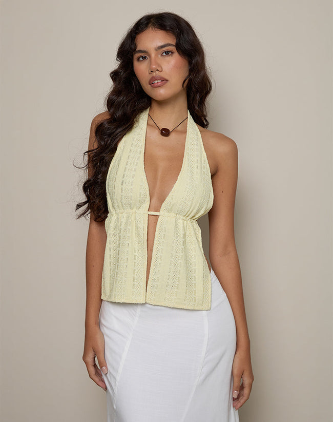 Image of Ryoma Top in Broderie Flower Lace Lemon