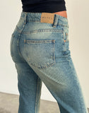 Image of Rigid Low Rise Flare Jeans in Sea Green