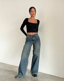 Image of Roomy Extra Wide Jeans in Brown Blue Acid