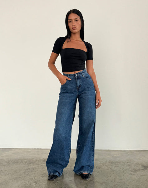 Image of Roomy Extra Wide Jeans in Mid Blue Used