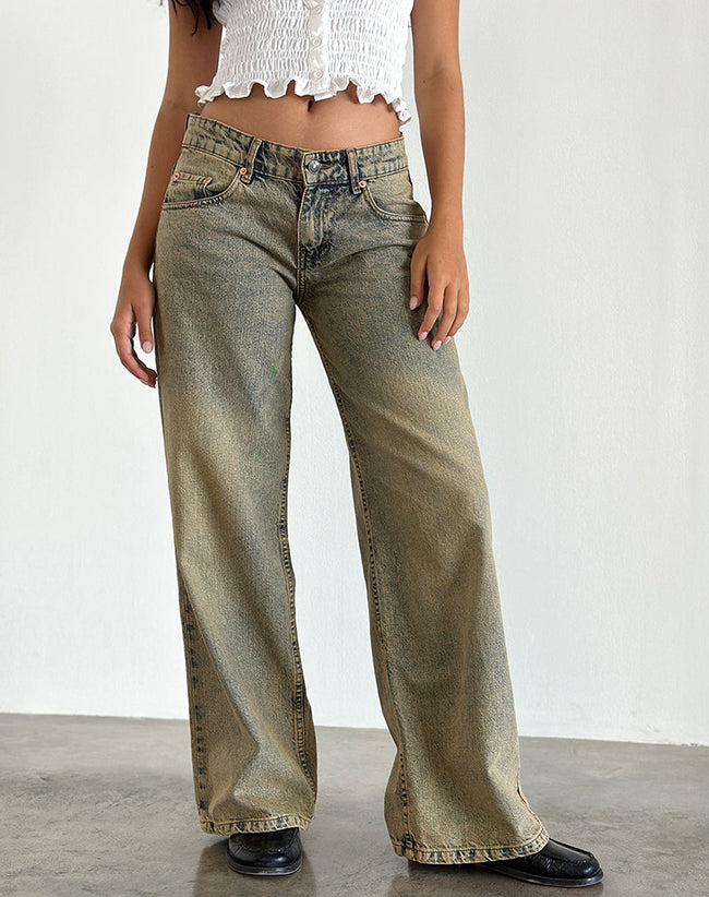 Image of Roomy Extra Wide Leg Low Rise Jeans in Sandy Blue Acid