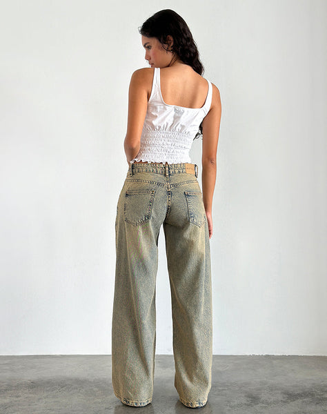 Image of Roomy Extra Wide Leg Low Rise Jeans in Sandy Blue Acid