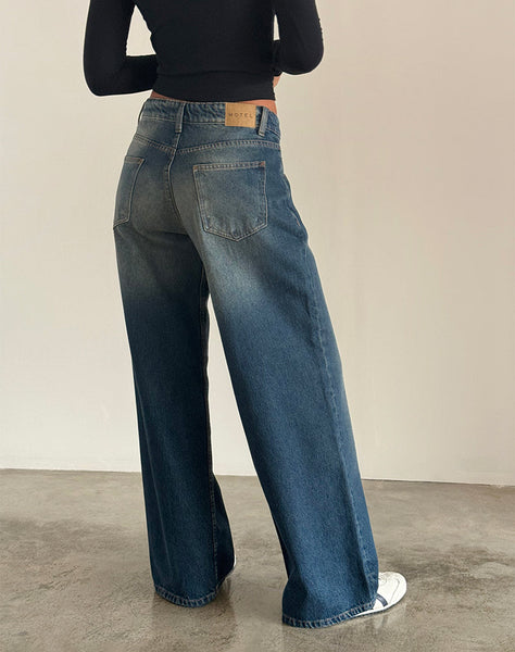 Image of Roomy Extra Wide Low Rise Jeans in Dark Vintage