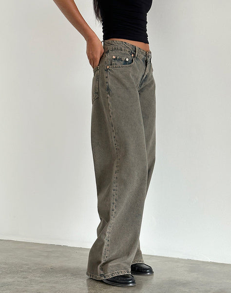 Image of Roomy Extra Wide Low Rise Jeans in Earthy Blue