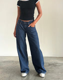 Image of Roomy Extra Wide Low Rise Jeans in Mid Indigo Blue