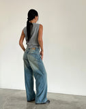 Image of Roomy Extra Wide Low Rise Jeans in Sea Green