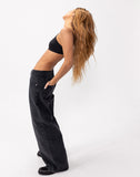 Image of Roomy Extra Wide Low Rise Jeans in Washed Black