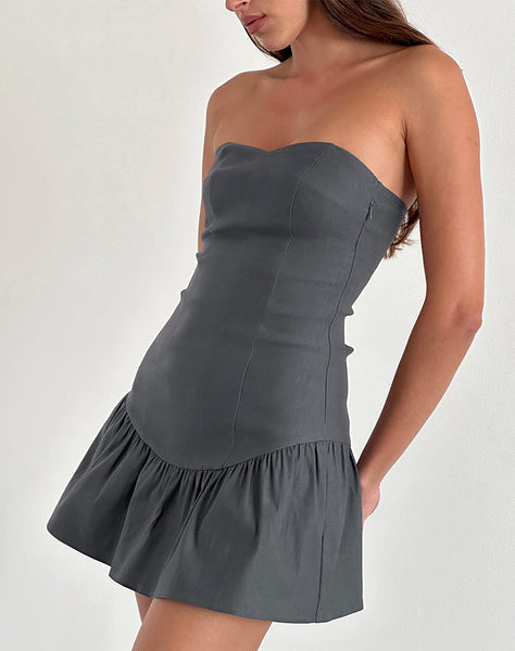 Image of Sabina Bandeau Mini Dress in Charcoal Grey