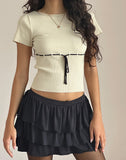 Image of Sabine Top in Beige with Black Binding