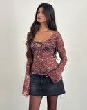 Image of Sada Long Sleeve Top in Printed Lace Abstract Leo Spot